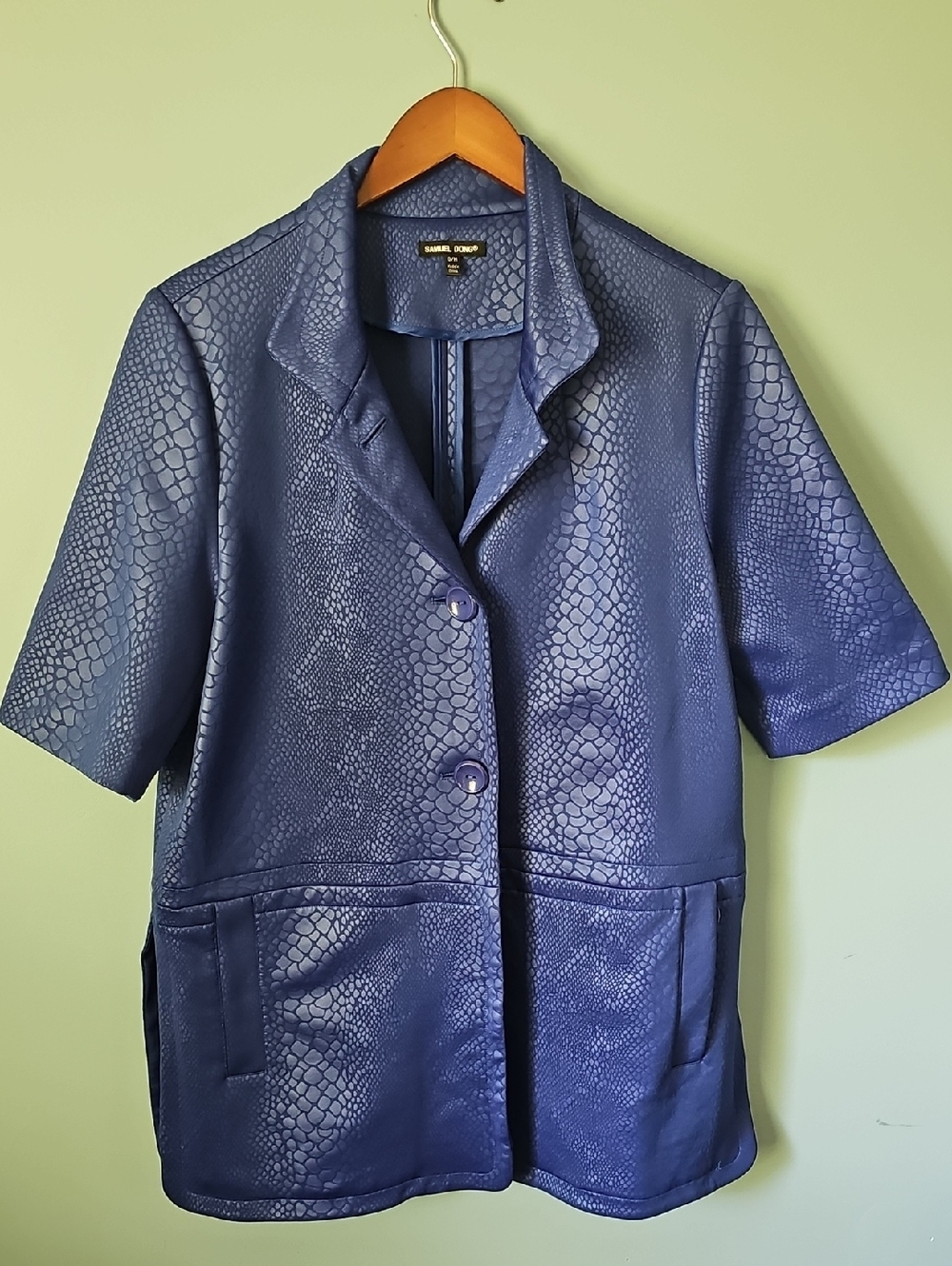Samuel Dong Art To Wear Snake Skin Embossed Short Sleeve Jacket Size S/M